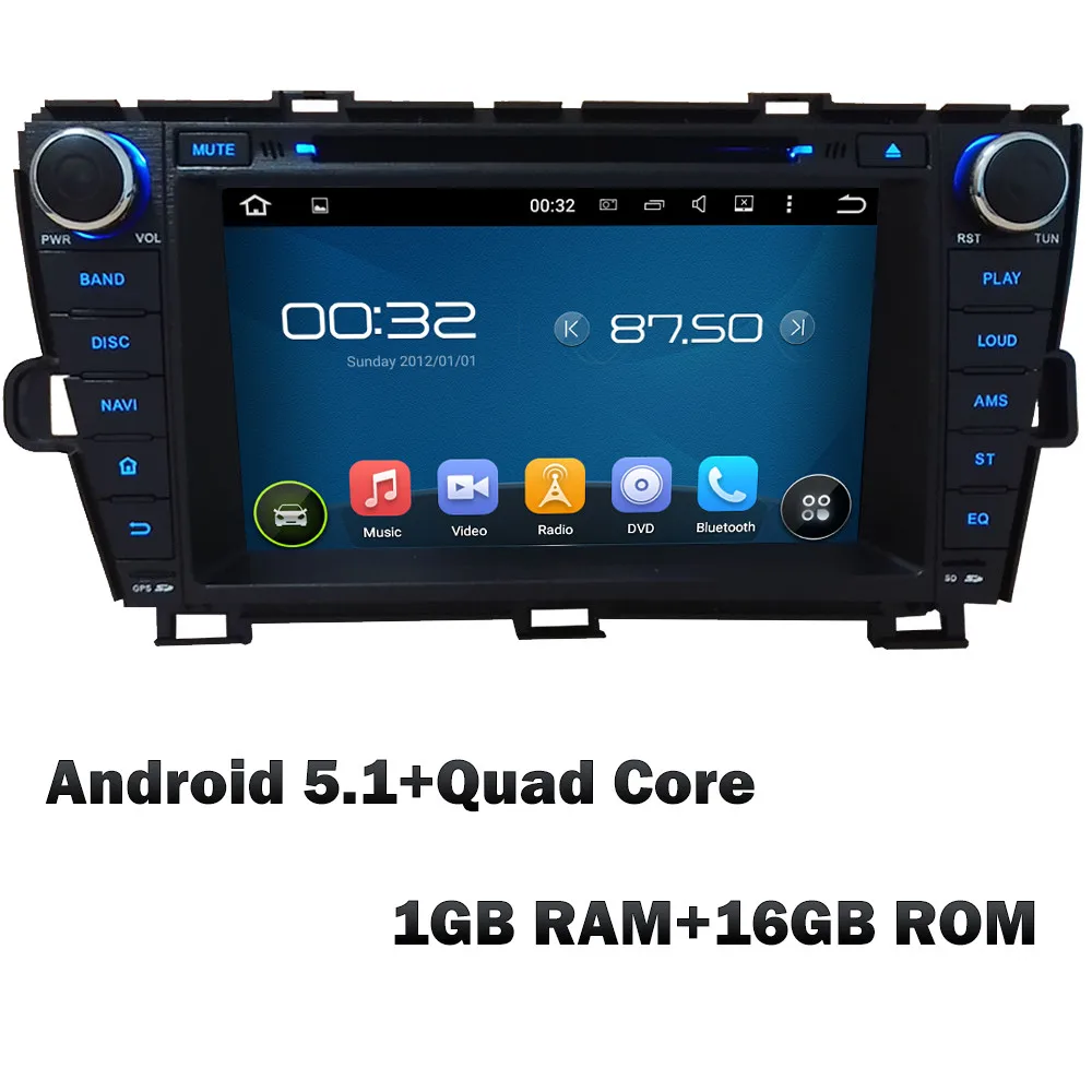 Android 5.1 KLYDE " 4 г WI-FI Octa Core Android 8,0 7,1 6,0 4 ГБ Оперативная память 32 ГБ Встроенная память автомобильный DVD мультимедийный плеер стерео для Toyota Prius LHD 2009 - Цвет: Android 5.1