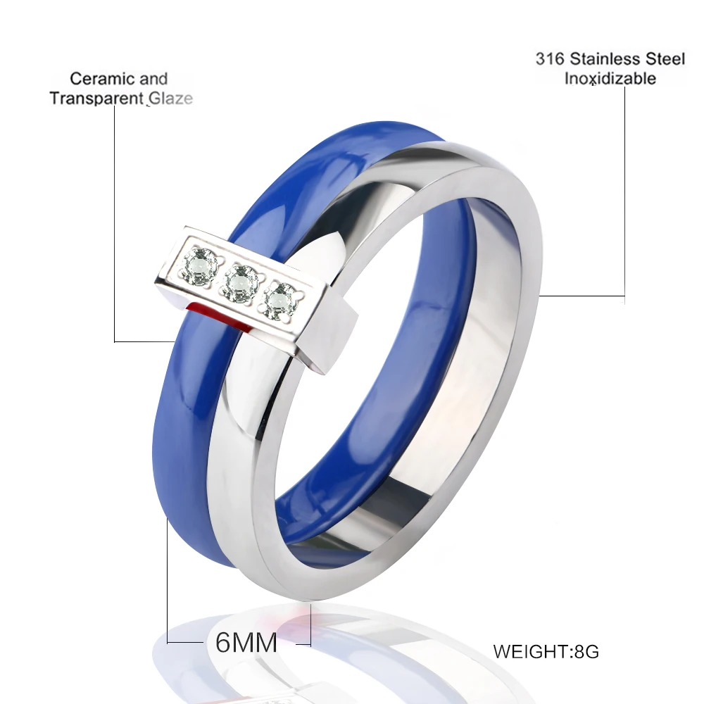 Горячие Элегантные голубые керамические кольца для женщин двухслойные из