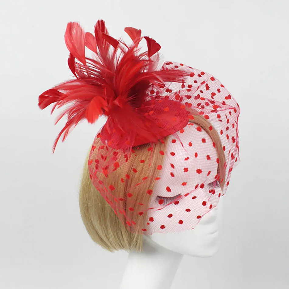 YULUCH 2018 Creative aristocratic bride mesh tiara feather veil double hair clip sweet woman dance party hat | Украшения и