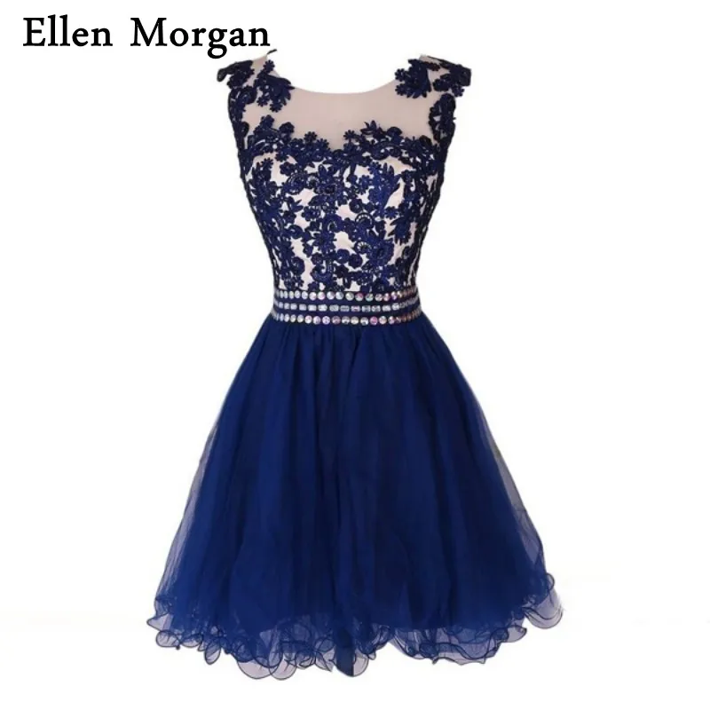 Темно синие коктейльные платья для вечеринки тюлевые кружевные Выпускные длиной