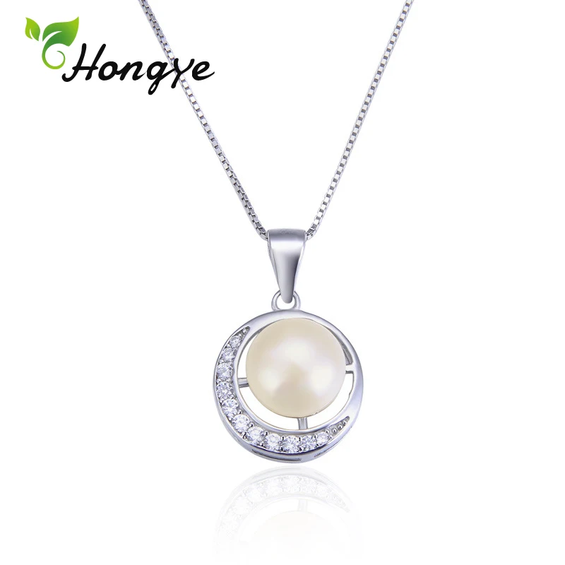 Hongye Серебряное колье 925 пробы с кулоном ожерелье натуральным жемчугом