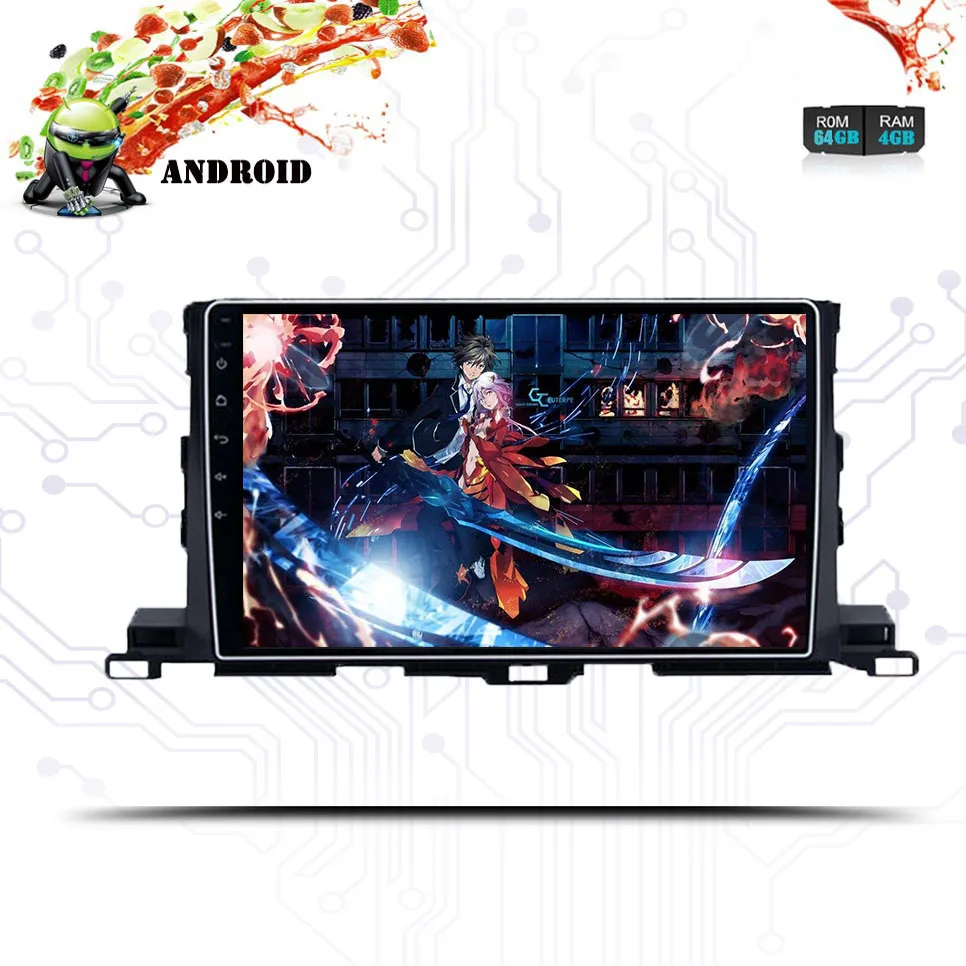 10 1 дюймов 4G + 64G 2 din автомобильный dvd радио плеер для Toyota Highlander 2014 2018 android 9 0 с bluetooth GPS