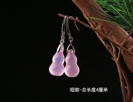 Limited edition natural JADEST earrings carved pink gourd S925 Tremella hook line jewelry for girls | Украшения и аксессуары