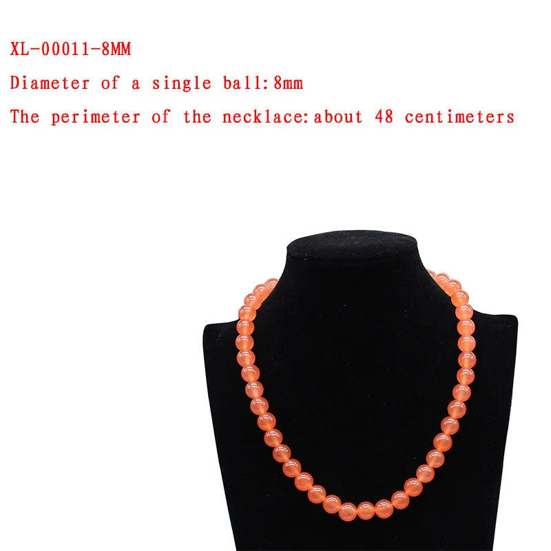 XL-00011-8mm Модный натуральный камень мандарин халцедон beads8mm 10 мм круглый бусины ожерелье самодельное элегантный подарок ювелирные изделия 18 дюймов - Окраска металла: XL-00011-8mm