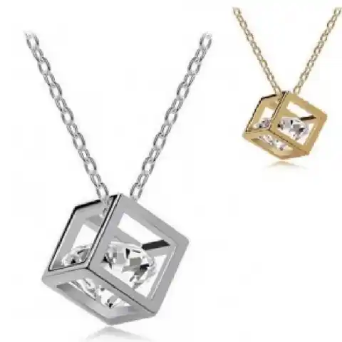 Новая мода любовь куб трехмерное ожерелье Вспышка кристалл Cz кулон ожерелье посеребренные Свадебные украшения оптом