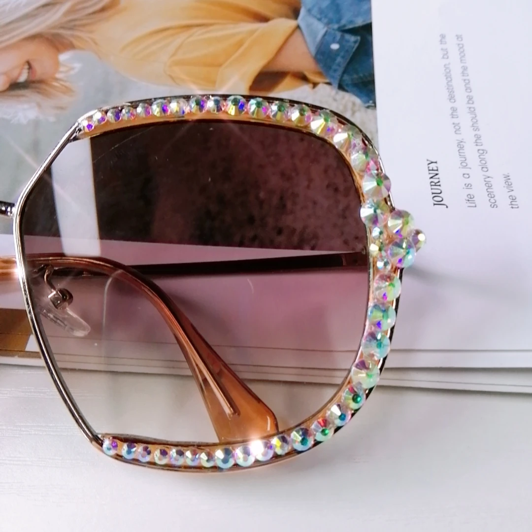 Luxury Oversized Square Sunglasses Women Retro Fashion Brand Designer Vintage Gradient Reflective UV400 Shades Oculos De Sol