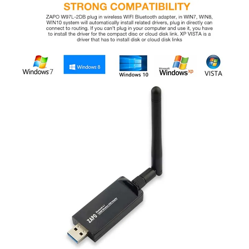 ZAPO игровой Bluetooth 4,1 добавить 5 ГГц WiFi 1200 Мбит/с беспроводной AC USB 3,0 адаптер Высокая Антенна Сеть карта для ПК настольного ноутбука тв