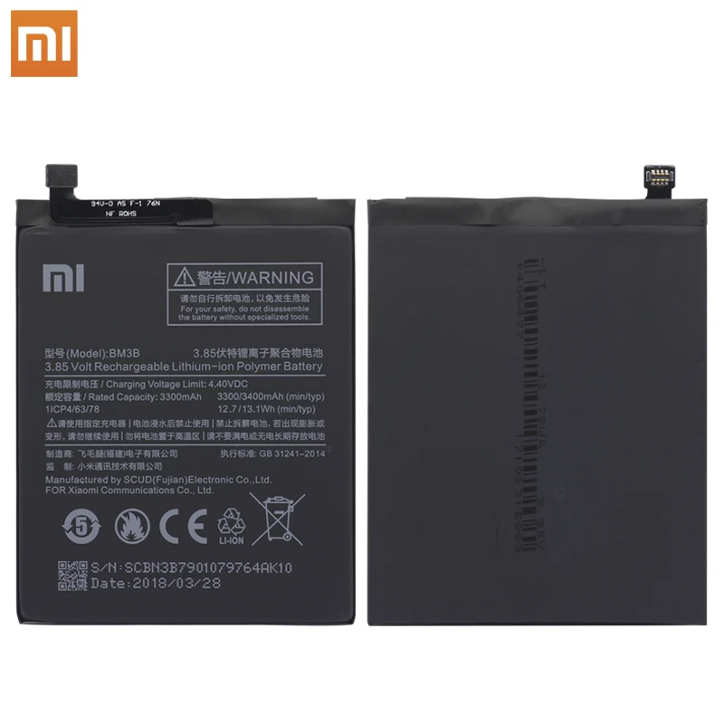 Xiao Mi батарея BM3B для Xiaomi MIX2 сменная 3300 мАч Высокая емкость Оригинальные