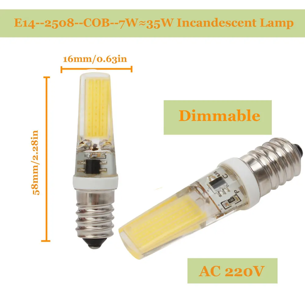 С регулируемой яркостью G4 G9 светодиодный Лампа AC/DC 12V E14 220V 7W COB SMD СВЕТОДИОДНЫЙ