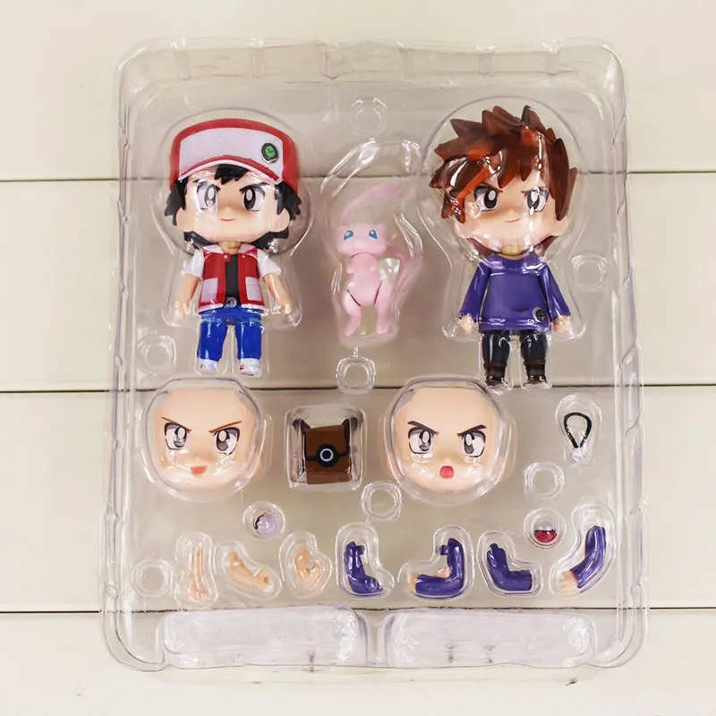 Without Color Box 10 см Nendoroid 612 фигурка игрушка пепел Кетчум Гари дуб Mew красный и зеленый мини-модель куклы - Цвет: Without Color Box
