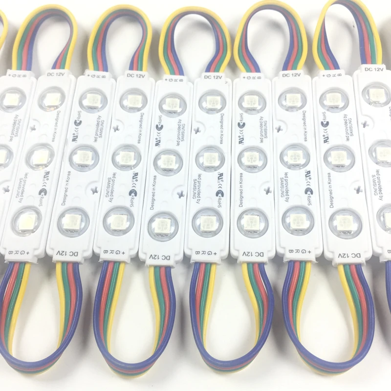 500 шт. 5050 SMD RGB 3 впрыскивасветодиодный светодиодный модуль с объективом 12 В