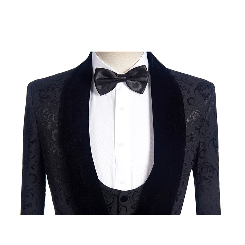 Мужской смокинг жениха красный/белый/синий/черный Жаккардовый с лацканами 3