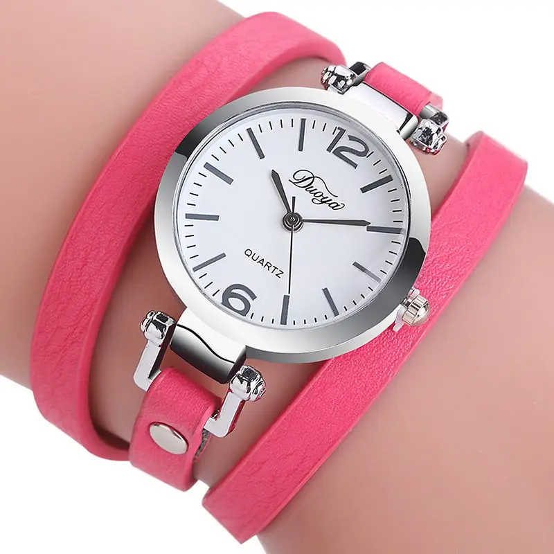 

Leather Watch Women Watches Mirror Dial Stainless Steel Bracelet Quartz Wrist Watch