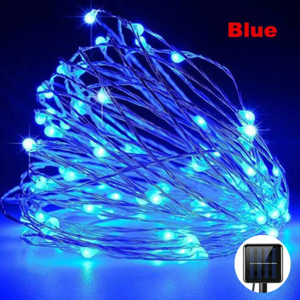 Blue 11 м/21 м/31 м/41 м светодиодный уличная Солнечная лампа светодиоды гирлянда Фея Праздник Рождественская вечеринка гирлянда Солнечный сад Водонепроницаемые огни - Испускаемый цвет: Blue