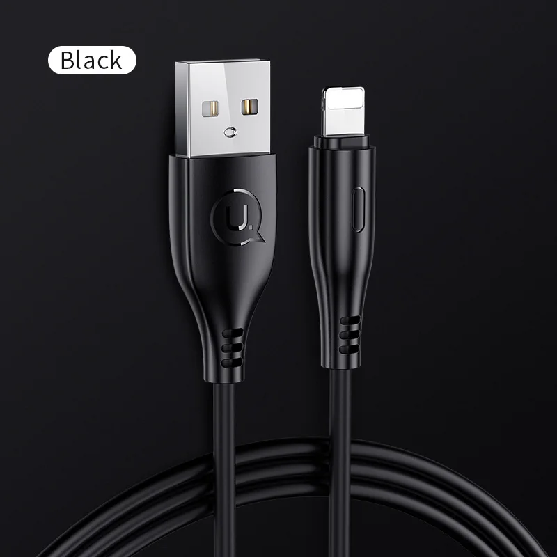 Черный USAMS Дата USB кабель для iPhone кабель 25 см 1 м 2 м провод для зарядки телефона для iPhone 6 6s 5S 5 se 7 8 XS XR XS MAX X 10 Шнур адаптер - Цвет: Черный