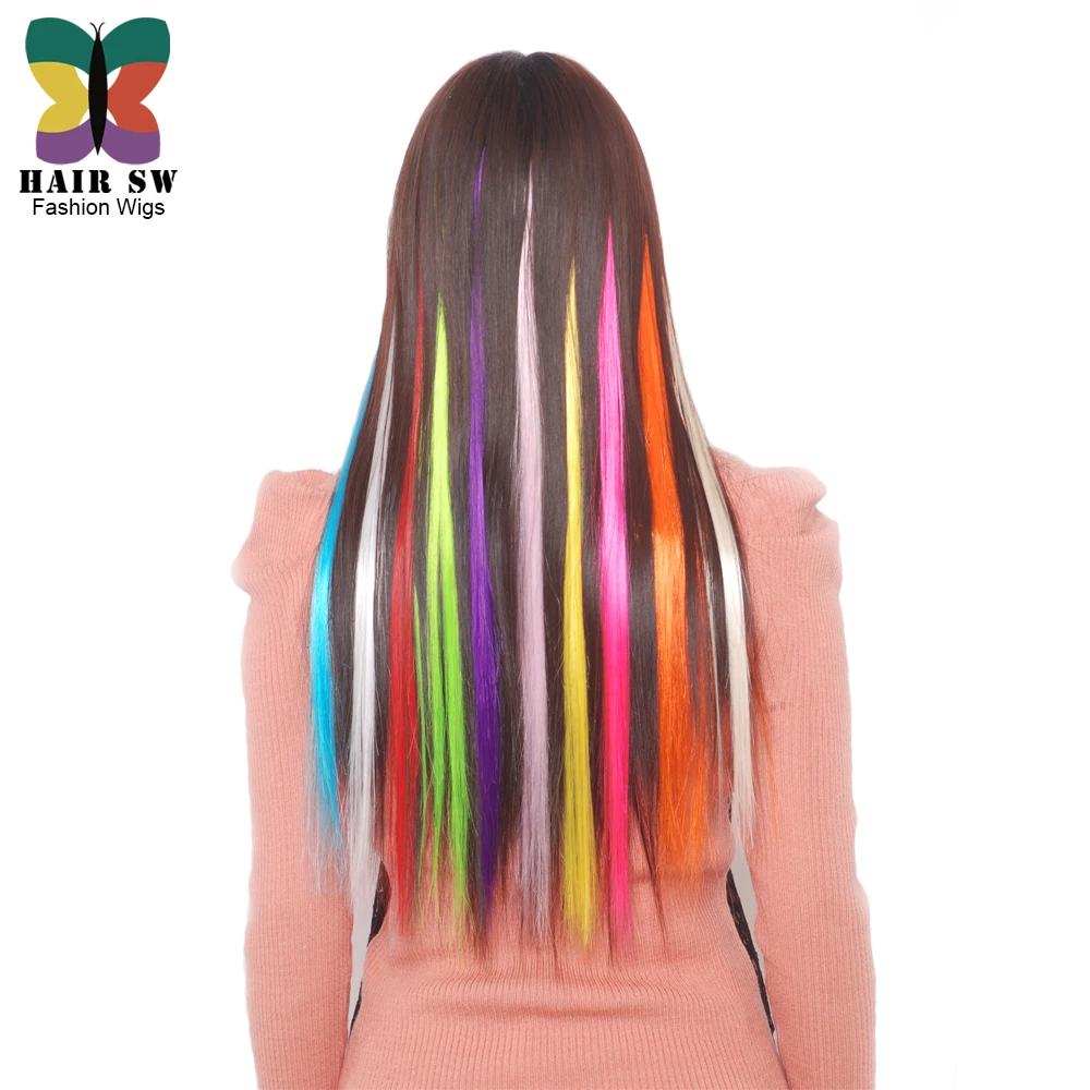 Волосы SW выделенный цвет синтетический удлинитель волос с зажимом цельный