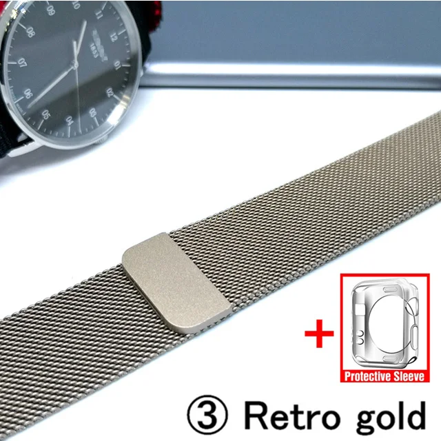3-Retro gold Миланская петля для Apple Watch 5/4 40 мм 44 мм браслет из нержавеющей стали ремешок для наручных часов для iwatch серии 4/3 38 мм 42 мм - Цвет ремешка: 3-Retro gold