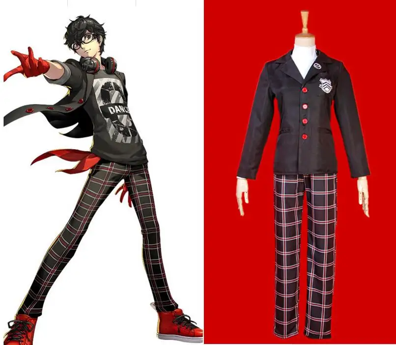 

Joker Protagonist Persona Cosplay Costumes Akira Kurusu Ren Amamiya Cos Uniform Top Coat Pants Set Unisex Daily School Set