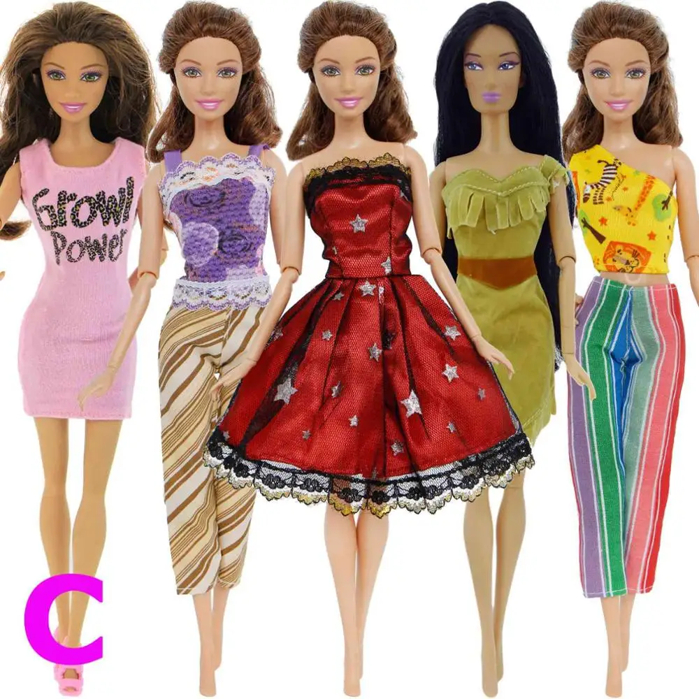 NO DOLL C Мода смешанный стиль наряды Красочные Свадебное Платье футболка брюки DIY Аксессуары Одежда для куклы Барби Детские игрушки - Цвет: NO DOLL C