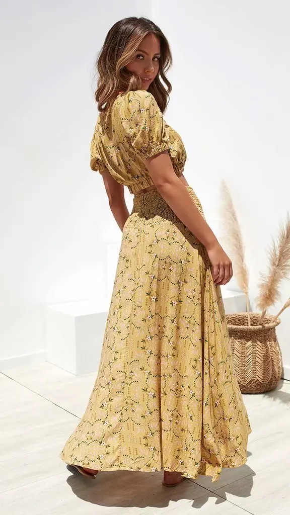 Пляжная одежда с цветочным принтом Boho два комплекта Женский комплект 2 шт. года