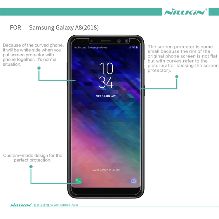 2 шт./лот Защита экрана для Samsung Galaxy A8 2018/A8 plus 2018 NILLKIN Глянцевая супер прозрачная