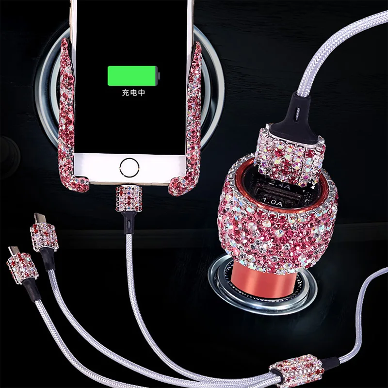 Bling Crystal 3 в 1 кабель для зарядного устройства двойной зарядное устройство usb