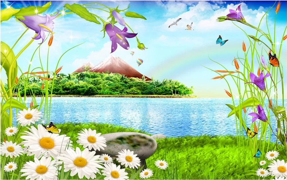 Настенные 3d обои сделай сам для фотографирования комнат пейзаж Радужный остров