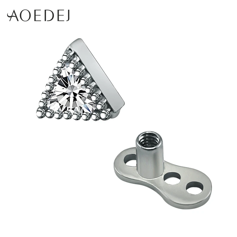 

AOEDEJ Triangle Dermal Piercing Titanium Internally Threaded Dermal Anchor Top Piercing Body Jewelry Stainless Steel Skin Diver