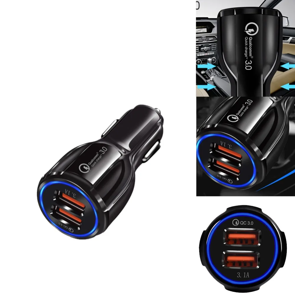 Buyincoins QC3.0 Сертифицированный быстрый заряд двойной 2 USB порт быстрое автомобильное