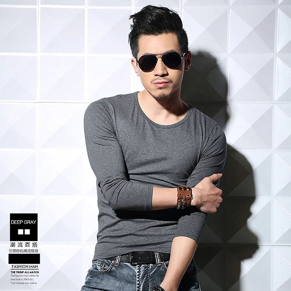 Футболка мужская базовая с круглым вырезом хлопок круглый вырез Базовая рубашка