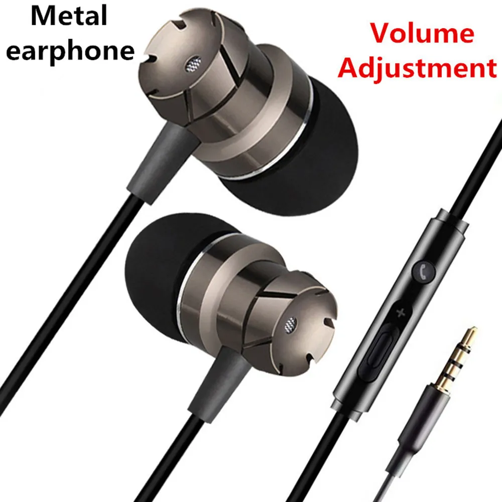 Bass Sound наушники 3,5 мм Шумоизоляция с микрофоном бас металлические спортивные наушники для iphone/Android телефона MP3 ПК ноутбука