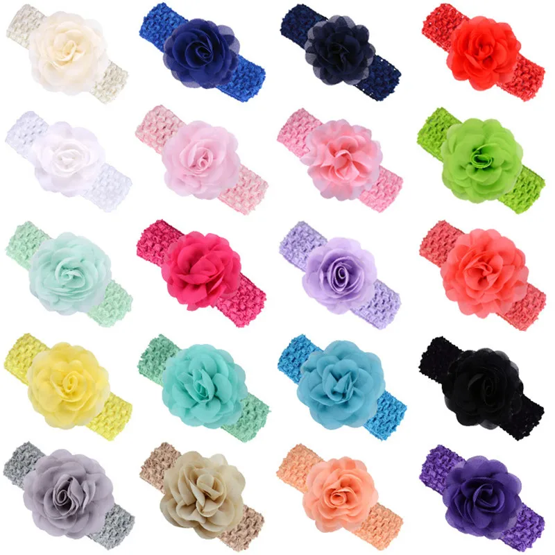 Elastic Baby Headbands Girls Lace Headband Chiffon Flower Hair Weave Band kids Accessories HFD157 | Детская одежда и обувь
