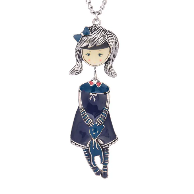 Doll Necklaces Sliver Color Chain Pendant Vintage Cute Girls Women Jewelry Trendy Charms Handmade Necklace Christmas Gift 2019 | Украшения