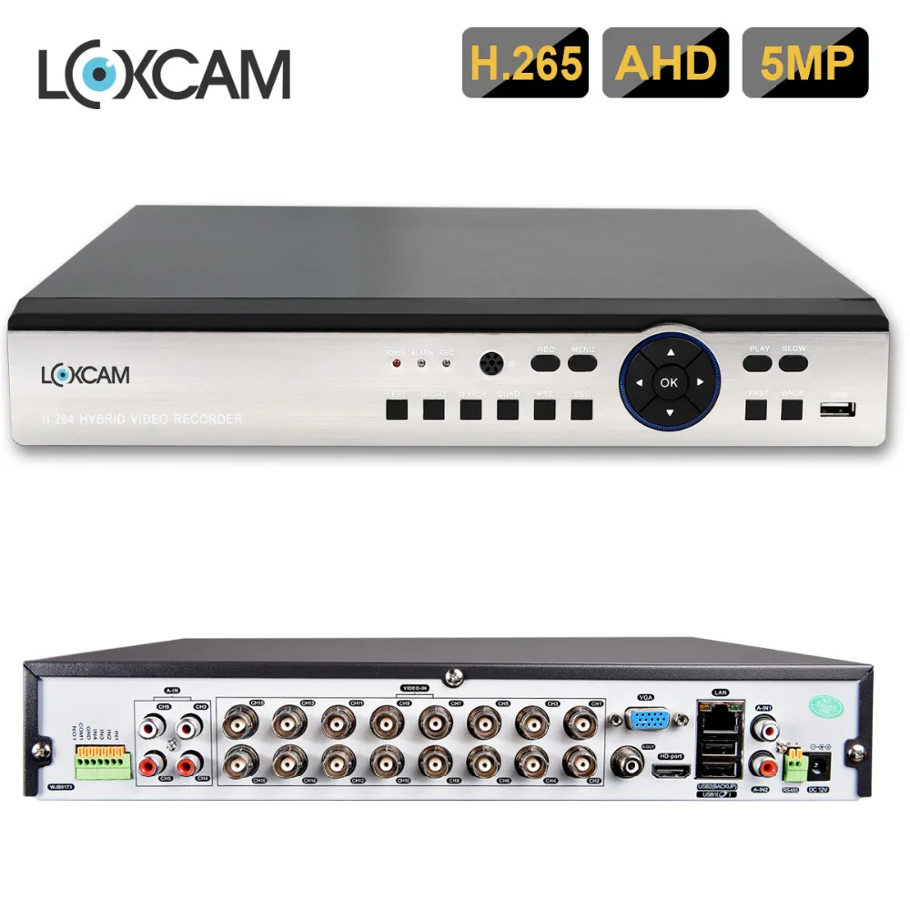 Видеорегистратор LOXCAM h.265 + 16 каналов AHD 5 МП 2592*1944 4 CVI TVI NVR DVR P2P Onvif с дистанционным