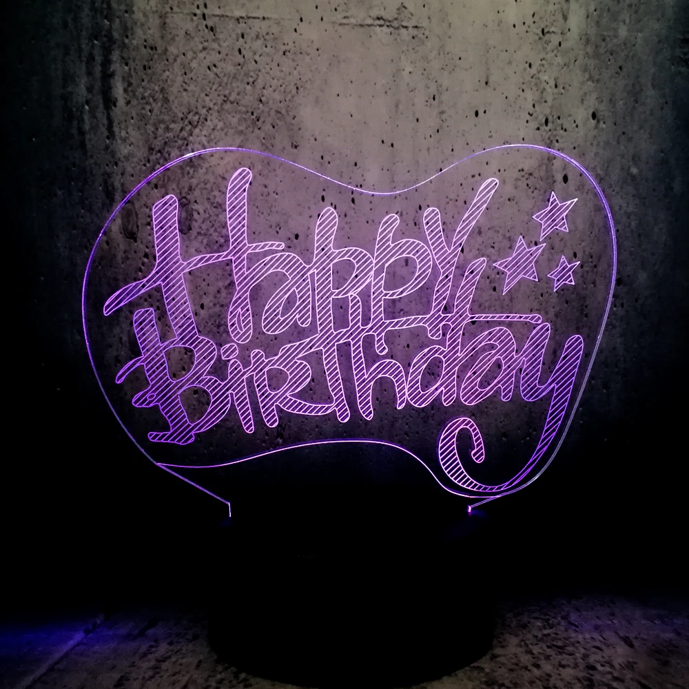 Креативный 3D светодиодный USB светильник с надписью Happy Birthday Word 7 цветов прожекторы