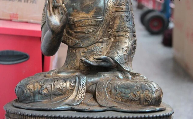 Коллекционный Бронзовый Статуя Льва S0416 18 медная Бронзовая статуя Тибета Будды