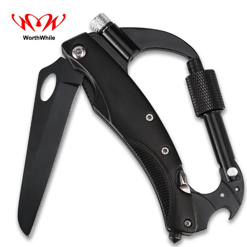 WorthWhile Multifunction Mountaineering Buckle Knife with LED for Outdoor Camping Hiking Survival Pocket EDC Tool Keychain | Спорт и
