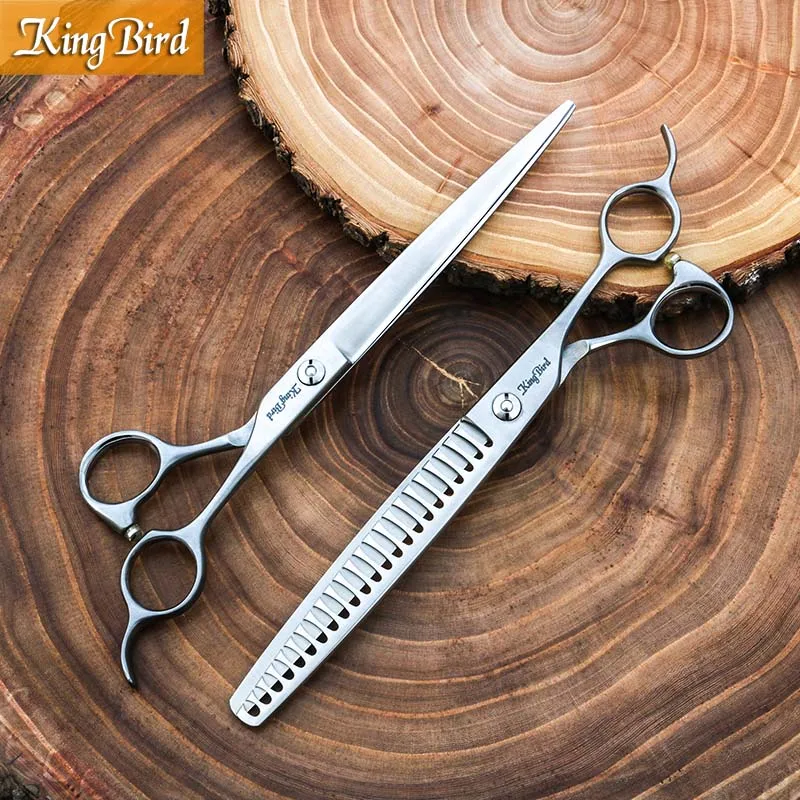 Cutting and Thinning Профессиональные ножницы для ухода за домашними животными 8 дюймов ножницы для стрижки 7,75 дюймов филировочные ножницы 23 ЗУБЫ из рыбной кости матовое серебро Kingbird Новинка - Цвет: Cutting and Thinning