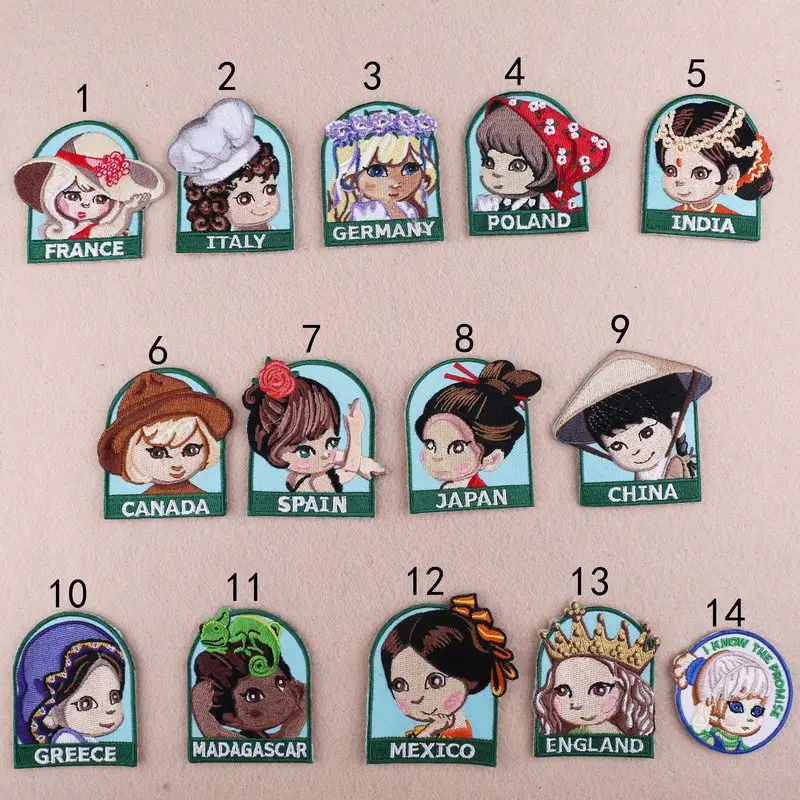 Ручной работы портрет маленькие девочки в различных странах с вышитые ткани