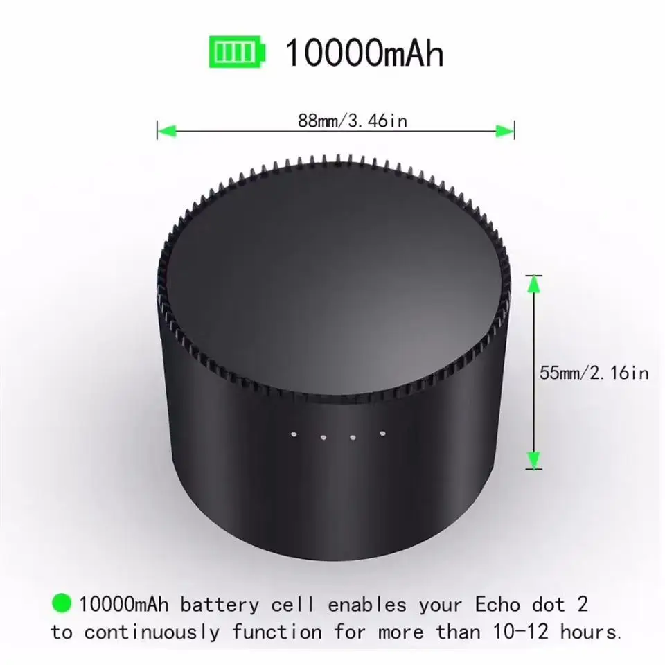 Портативный Батарея База для Amazon Echo Dot 2 Интеллектуальный 10000 мАч зарядки Колыбели