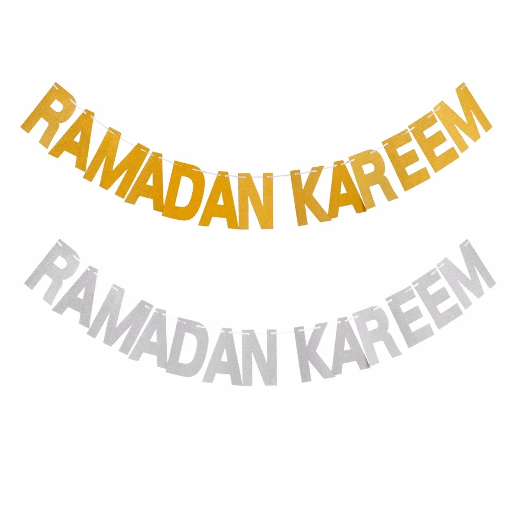 NGRISE 1 Набор ИД Мубарак Золотой баннер блестящий и Ид воздушный шар фестиваль