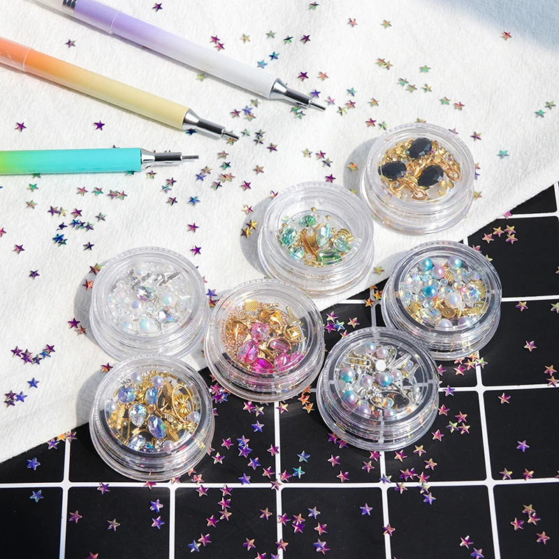 Zziell 1 Box AB Nail Art Rhinestones Glitter Mixed Pearl Caviar Micro Beads Crystal 3D Jewelry Gem Charms Decoration | Красота и