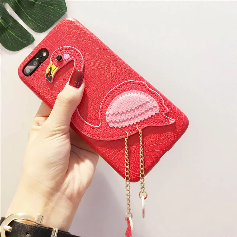 3D Фламинго чехол для телефона из искусственной кожи защитные чехлы iPhone 7/7 Plus 6/6s