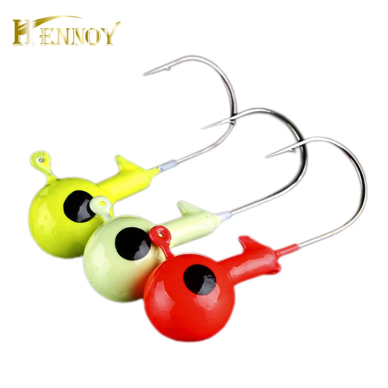 

Hennoy 5 pcs/lot Jig Head Fishing Hooks 1.75g 2.5g 3.5g 5g 7g 10g 12g 14g Dark Glowing Lead Head Hook