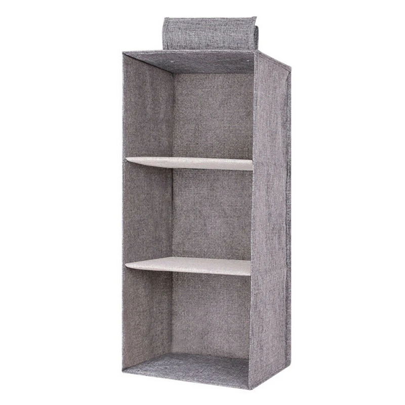 3 Layer Gray Хлопковый шкаф Органайзер висячий Карманный ящик для одежды хранение одежды домашняя Организация Прямая поставка - Цвет: 3 Layer Gray