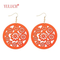 yuluch new color natural african wooden round cut plum blossom pendant for national fashion woman jewelry earrings gift