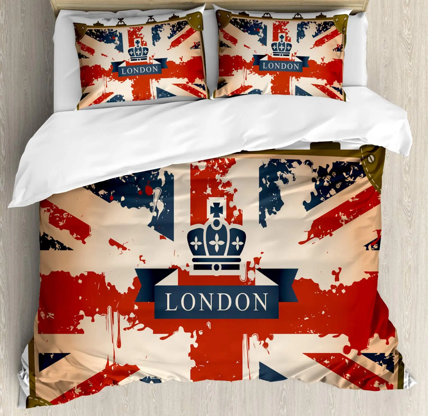 Набор пододеяльников Union Jack винтажный Дорожный чемодан с британским флагом