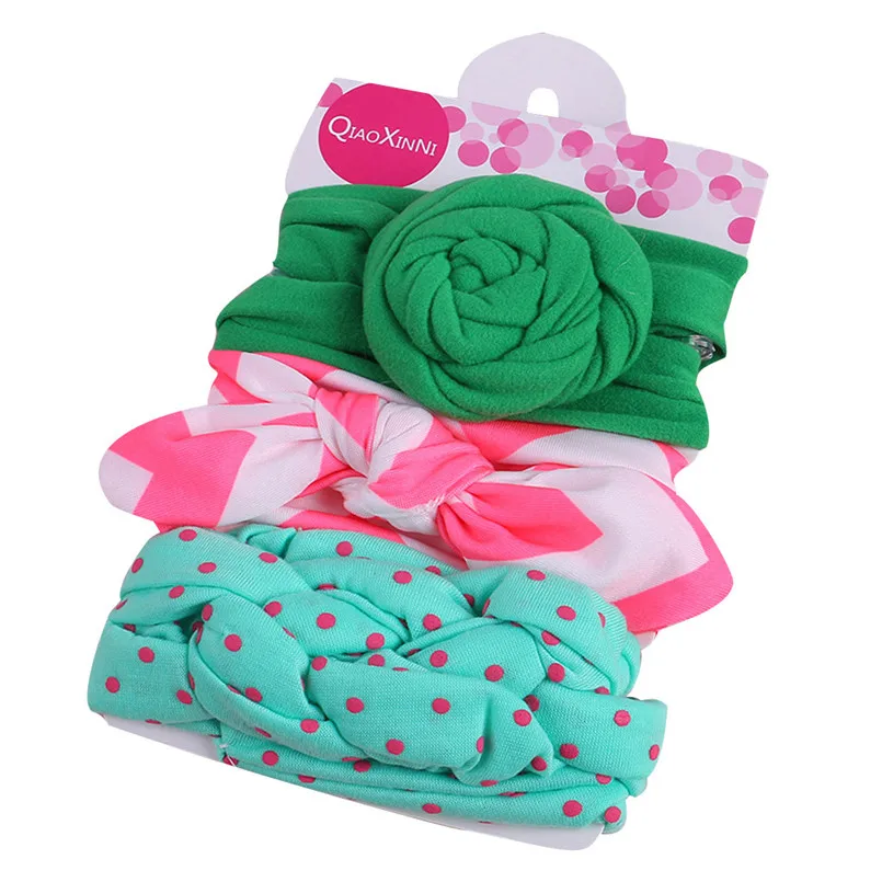 

Baby headband 3Pcs Kids Floral Headband Girls Baby Elastic Bowknot Accessories Hairband Set #4M20