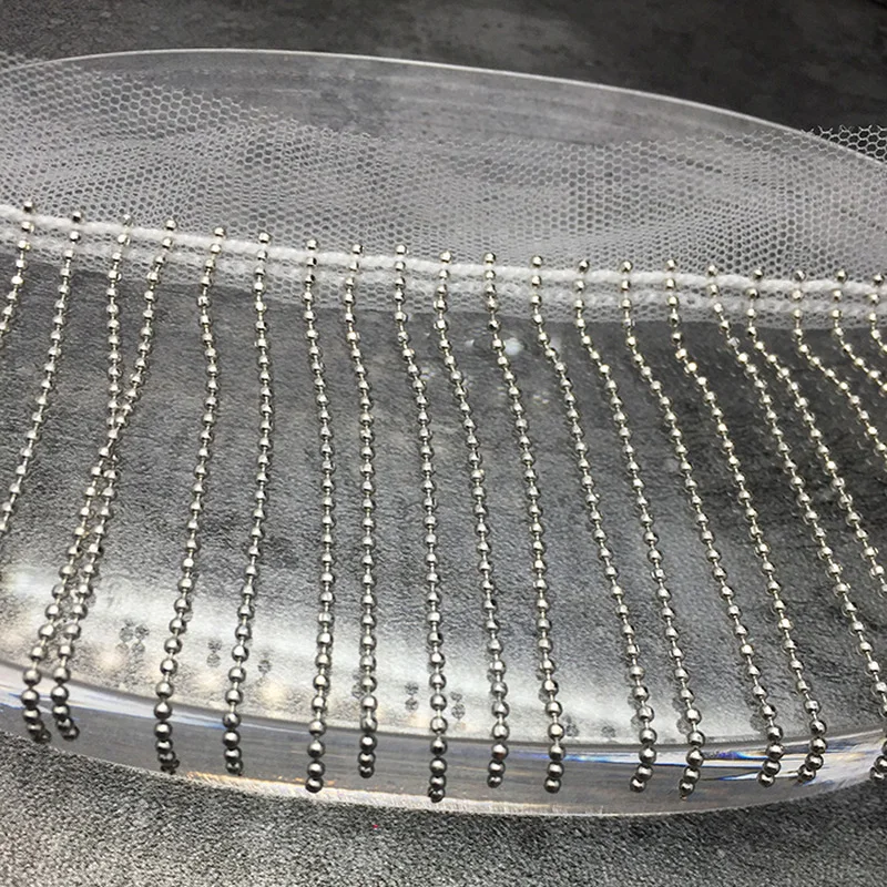 1 ярд ручной работы из бисера черный серебряный кружевной отделкой DIY бахромой вечернее платье медные бусины полосы кулон кисточкой сетчатая ткань для шитья кружевная ткань