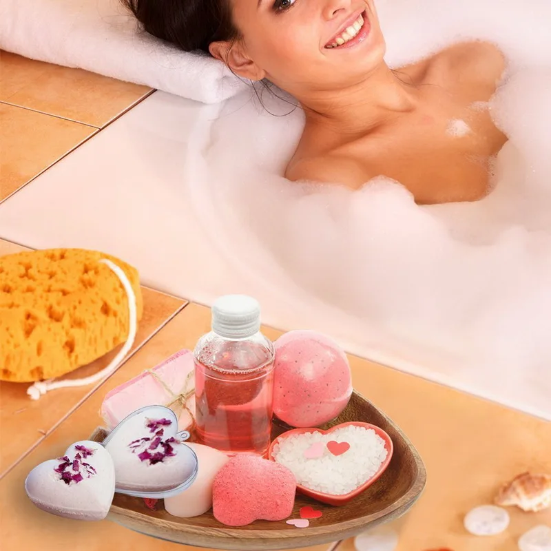 BAKHUK Handmade Heart Shaped Plastic Clear Bath Bomb Mold for DIY Crafting Christmas Ornaments Decoration 5 Sets 65mm Molds |